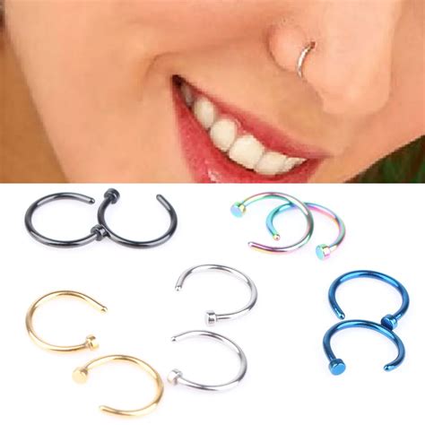 fake nose piercing hoop|More.